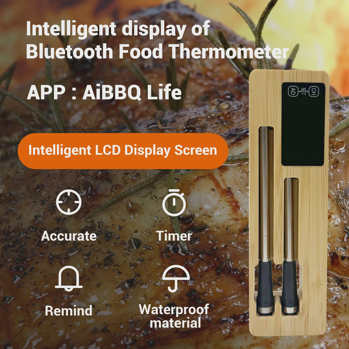 Draadloze Vleesthermometer met Dubbele Sonde & Bluetooth - Perfect voor BBQ, Grill & Oven