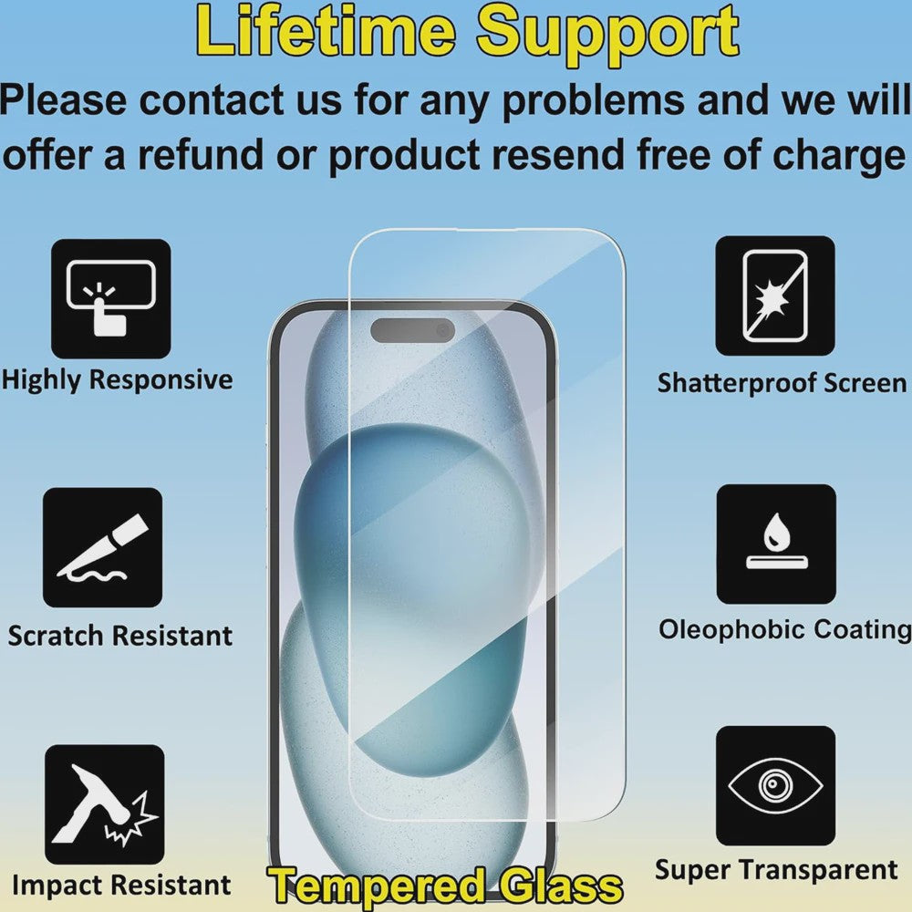Gehard Glas Screenprotector voor iPhone 11 t/m 15 Pro Max - Krasbestendig & Schokdempend