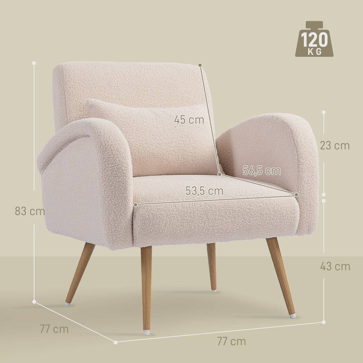 Luxe Teddy Fauteuil met Verwijderbaar Lendekussen - Comfortabel & Stijlvol