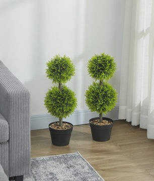 Set van 2 Kunstplanten Bal Topiary 60 cm - Decoratieve Kunst Bollen in Pot