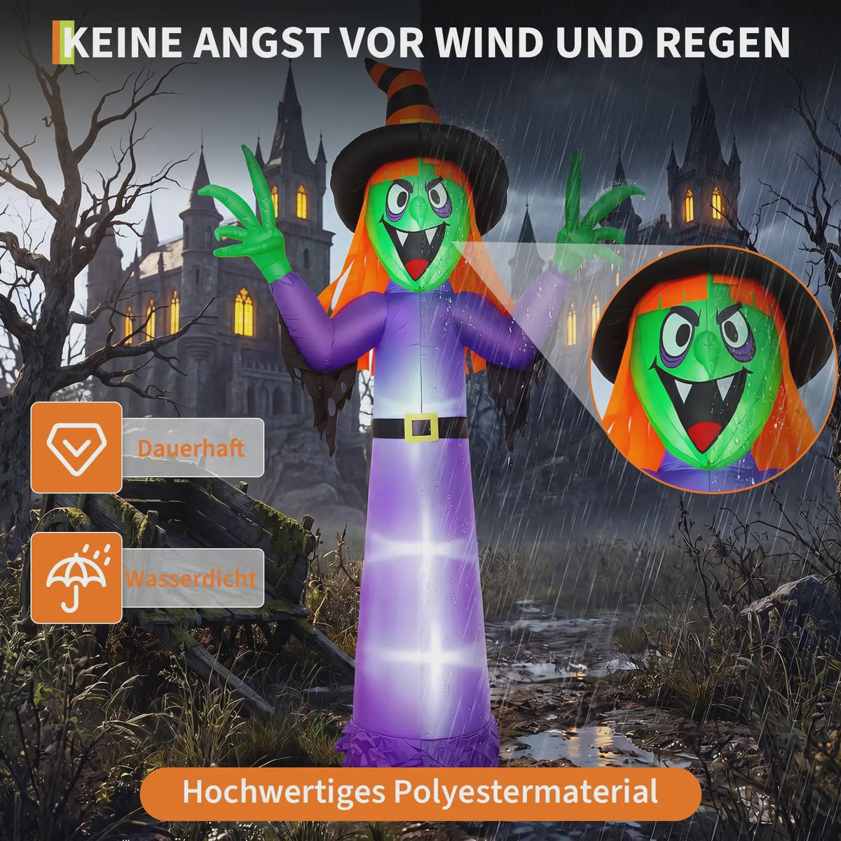 Opblaasbare Halloween Heks 360cm - Grote Tuindecoratie met Verlichting