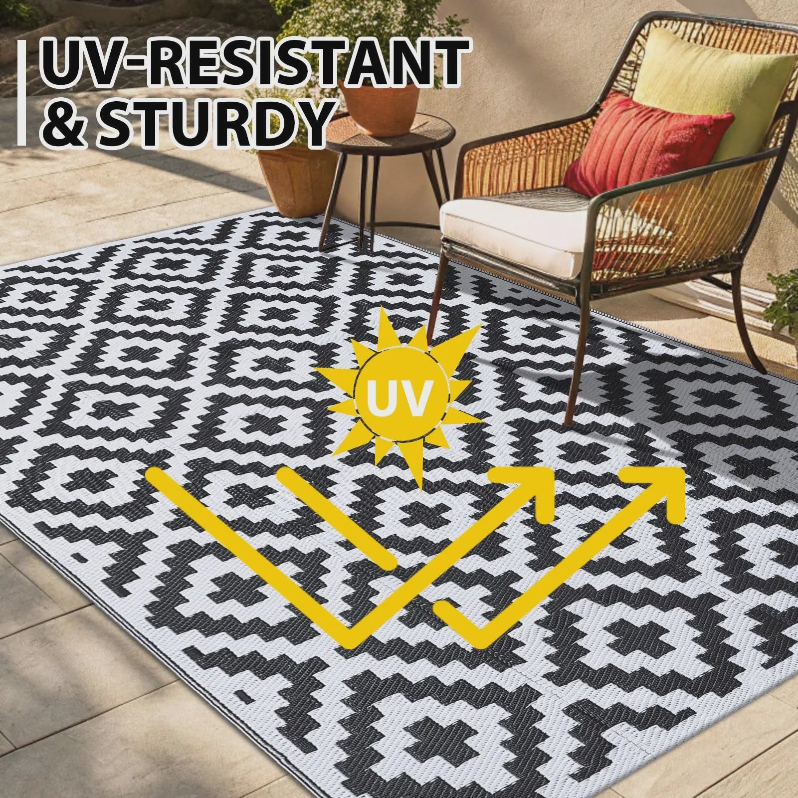 Omkeerbaar Waterdicht Buitentapijt - Ideaal voor Terras, Camping & RV