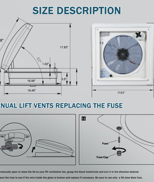 RV Dakventilator 40x40cm met Regen Sensor - 10 Snelheden, Laag Geluidsniveau, 12V