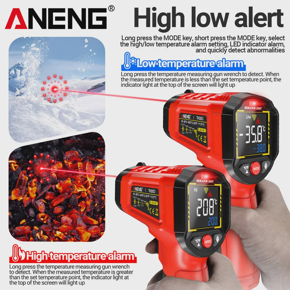 ANENG TH203 Infrarood Thermometer -50°C tot 600°C Contactloze Pyrometer