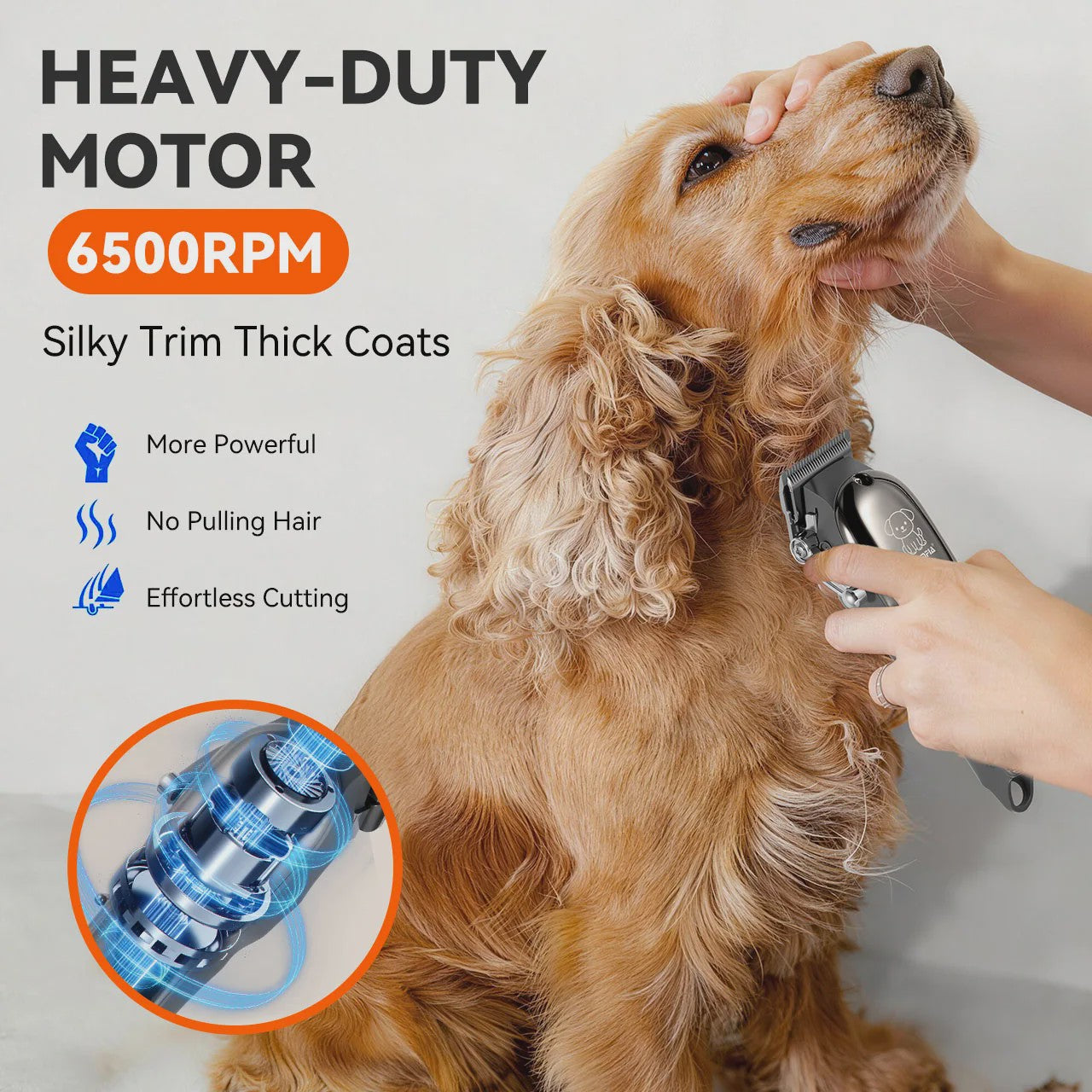 Solimpia Professionele Hond & Kat Trimmer - Krachtige 6500RPM Motor, USB Oplaadbaar, 180 Min Gebruikstijd, Stille Werking