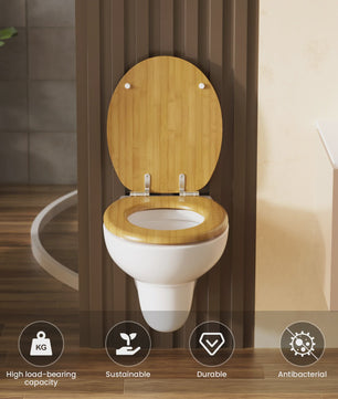 Toiletzitting O-vorm met soft-close en bamboe-look – Antibacterieel & Duurzaam