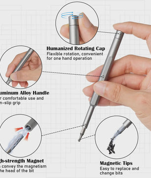 64-delige Precisie Schroevendraaierset met Magnetische Bits en Aluminium Handvat