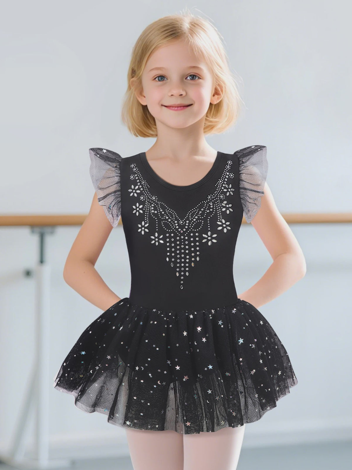 Meisjes Balletpakje met Glitter Tutu Rok & Strass Versiering - Dans & Gymnastiek