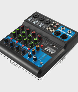 5-Kanaals Audio Mixer met 48V Fantoomvoeding, Bluetooth 5.0 & USB - Professionele Geluidskaart voor Streaming & KTV