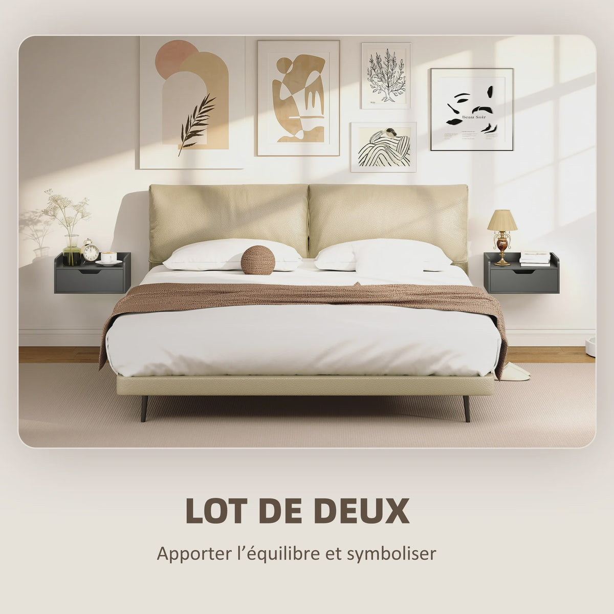 Set van 2 Nachtkastjes - Zwevend Wandmontage met Lade