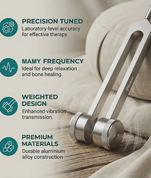 Miwayer Stemvork Set 128Hz, 256Hz, 512Hz met Hamer & Tas - Professionele Klanktherapie Instrumenten