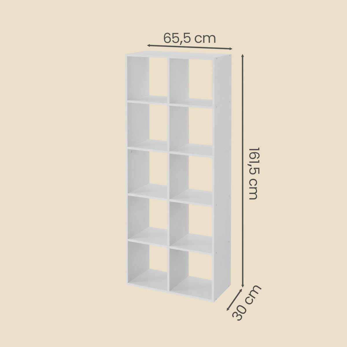 Boekenkast met 10 Vakken - Scandinavische Stijl - Woonkamer, Kantoor, Slaapkamer - Staande Opbergkast