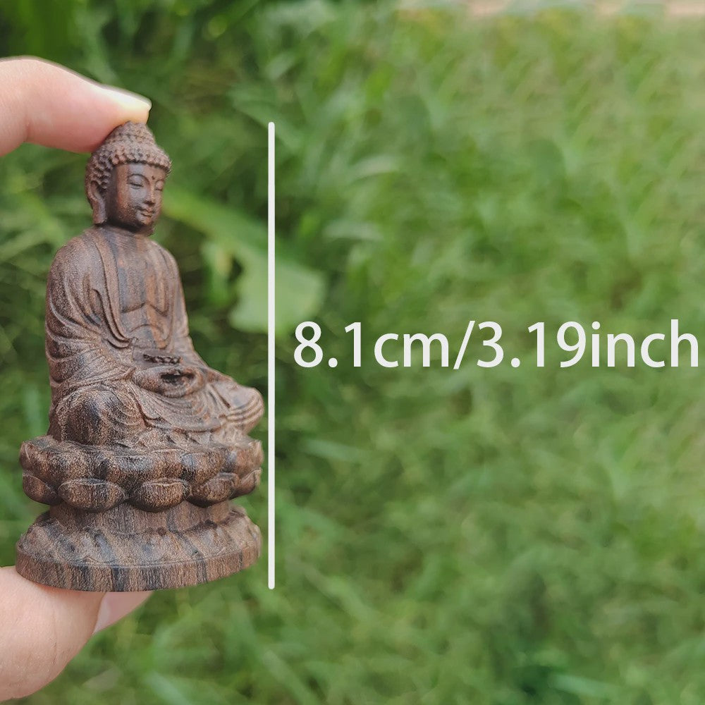 Houten Zittende Buddha Beeldje op Lotus – Zen Decoratie & Spirituele Figuur