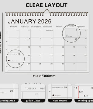 Weekplanner Kalender 2026-2027: 52 Weken, Maandoverzicht & Maanfasen