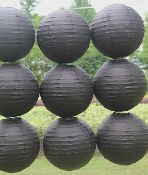 Ronde Papieren Lampion Zwart - Sfeervolle Decoratie voor Feest, Kerst & Halloween
