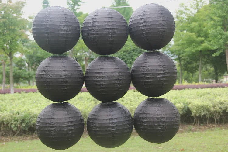 Ronde Papieren Lampion Zwart - Sfeervolle Decoratie voor Feest, Kerst & Halloween