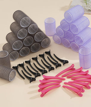 24 Stuks Zelfklevende Haarrollers: Creëer Volume & Krullen Zonder Hitte - DIY Styling Tools