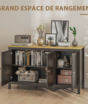 Zwarte Buffetkast met 3 Deuren en Verstelbare Legplanken - 120x40x70 cm