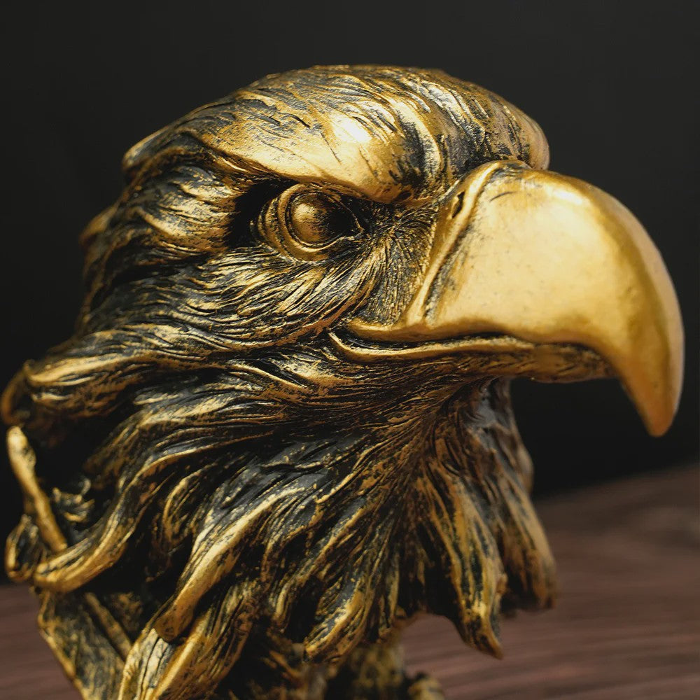 Gouden Adelaarskop Ornament - Luxe Hars Ambacht voor Huisdecoratie