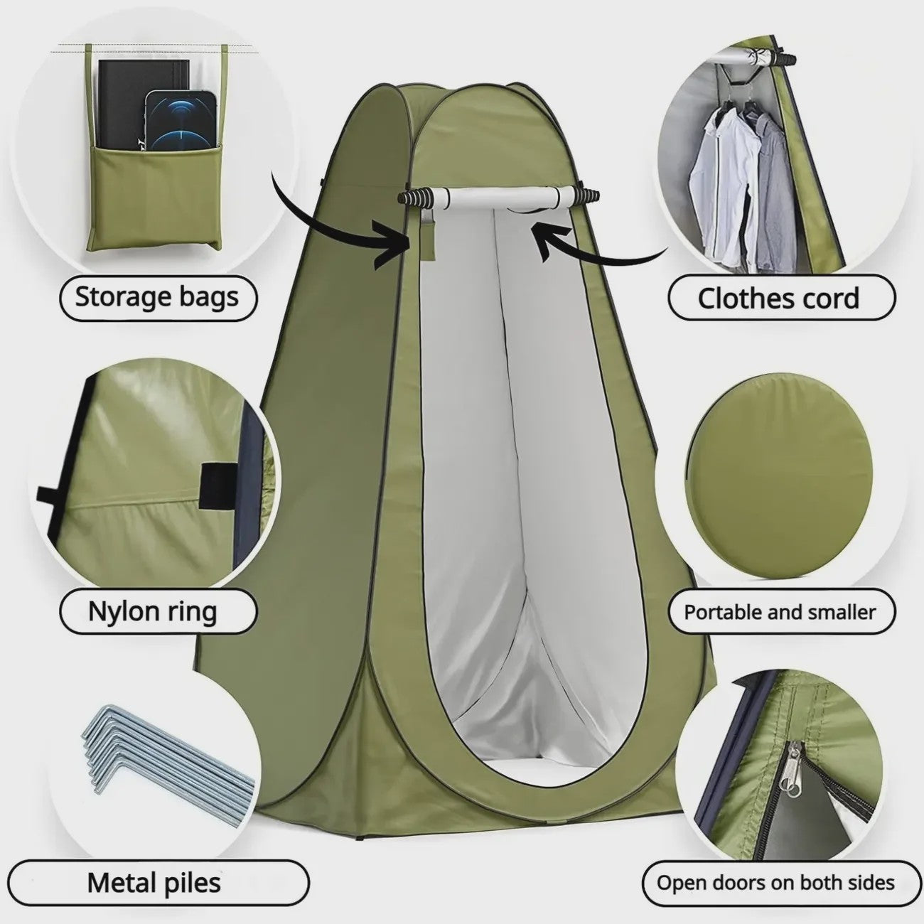 Draagbare Pop-Up Tent: Toilet, Douche, Kleedkamer & Vis-Shelter