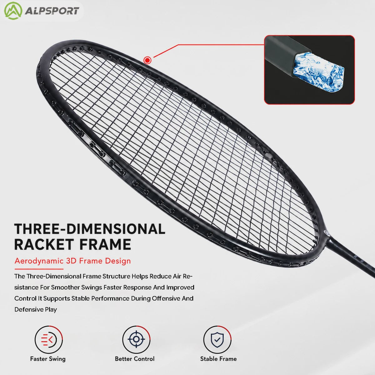 ALPSPORT RR Carbon Fiber Badminton Racket Set (2 stuks) - Offensief, 26LBS, Inclusief Tas & Shuttlecock - Ideaal voor Tieners