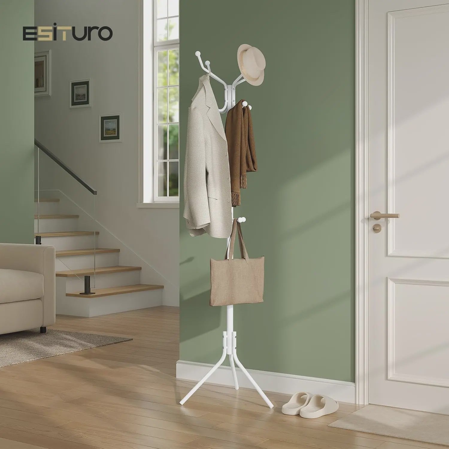 Stijlvolle Kapstok Boomvorm met 12 Haken - Staand Model voor Hal, Slaapkamer - 45x40x173 cm