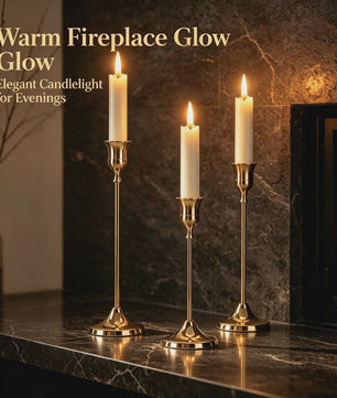 Set van 3 Goudkleurige Klassieke Kandelaars met Stabiele Voet - Perfect voor Bruiloft en Decoratie