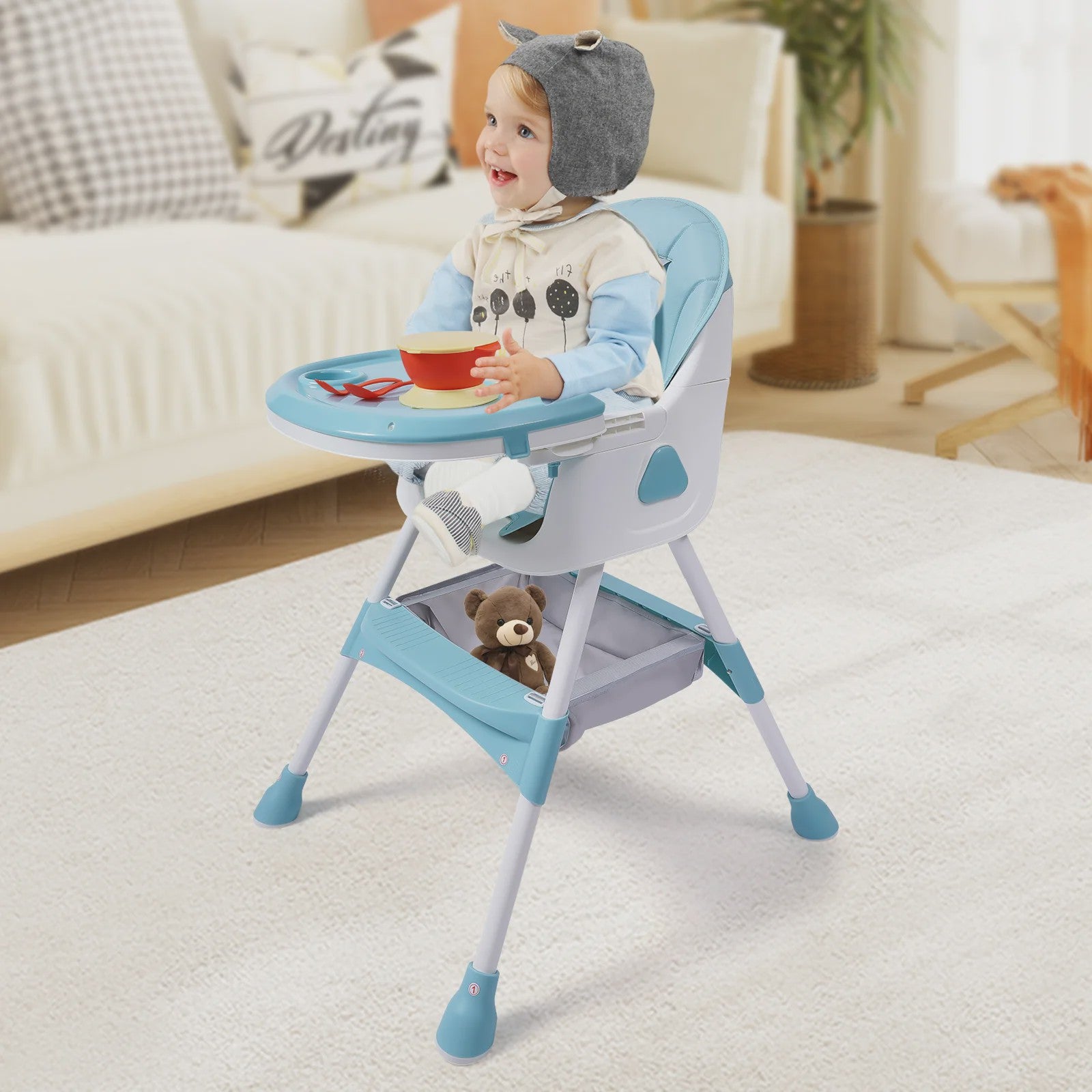 Kinder Kinderstoel Vanaf Geboorte met Tafel en In Hoogte Verstelbaar - Veilig en Comfortabel Eten
