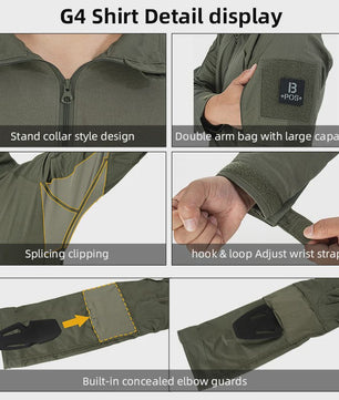 IDOGEAR G4 Tactisch Uniform Shirt & Broek met Kniebeschermers - Heren BDU Trainingskleding