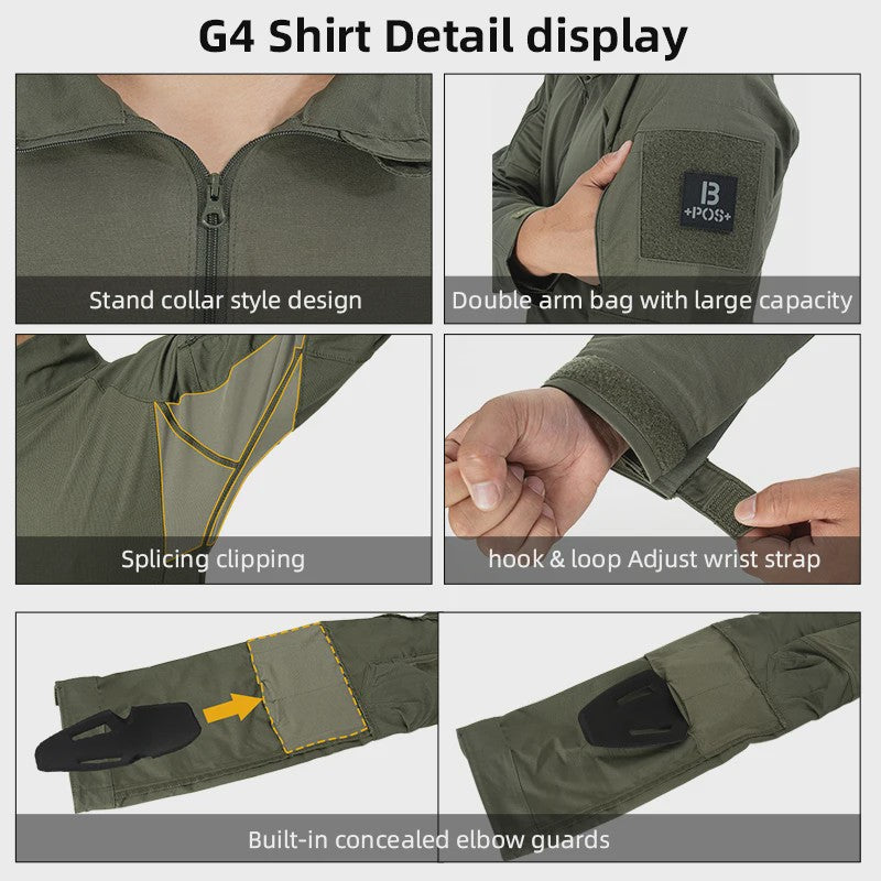 IDOGEAR G4 Tactisch Uniform Shirt & Broek met Kniebeschermers - Heren BDU Trainingskleding