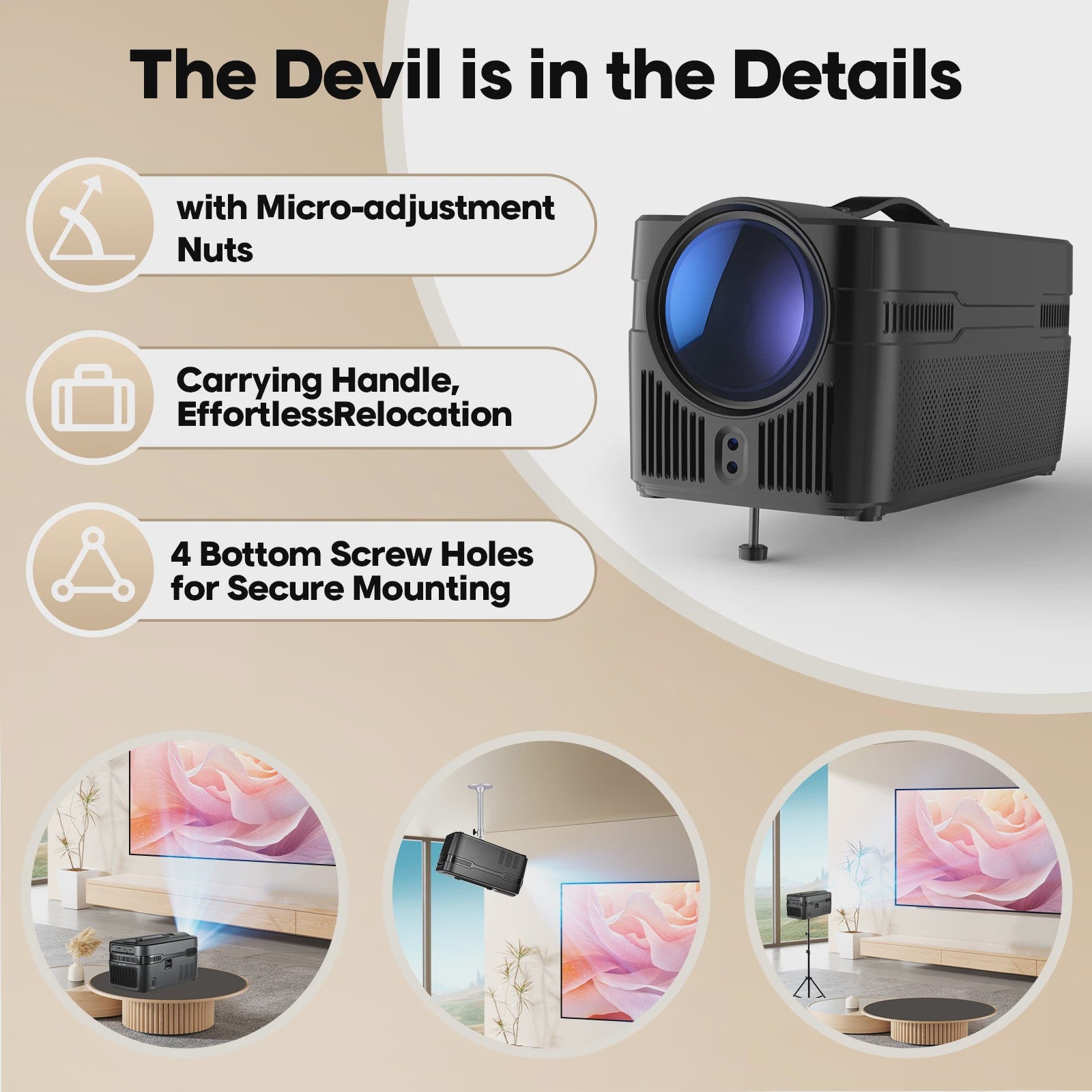 Magcubic HY450 Ultra Short Throw Projector: 900 ANSI Lumen, 1080P Native, 8K Support, Auto Focus & Offset