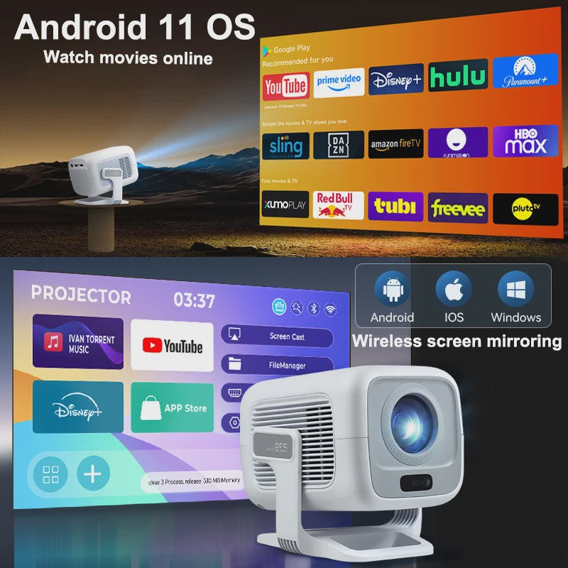 HUAWEISHI X3 Plus 4K Projector: Draagbaar, Android 11, 600 ANSI Lumen, Auto Focus
