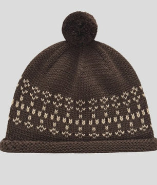 Dames Muts met Fair Isle Patroon, Pompon en Omgeslagen Boord - Warm & Stijlvol