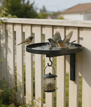 3-in-1 Vogelvoederhuisje, Vogelbad en Plantenhaak - Metalen Wandmontage