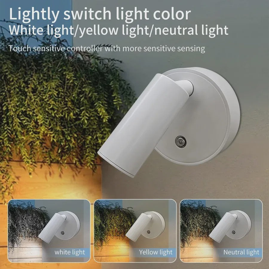 Draadloze LED Wandlamp met Magneet - Oplaadbaar via USB, Dimbare Leeslamp met Touch Switch