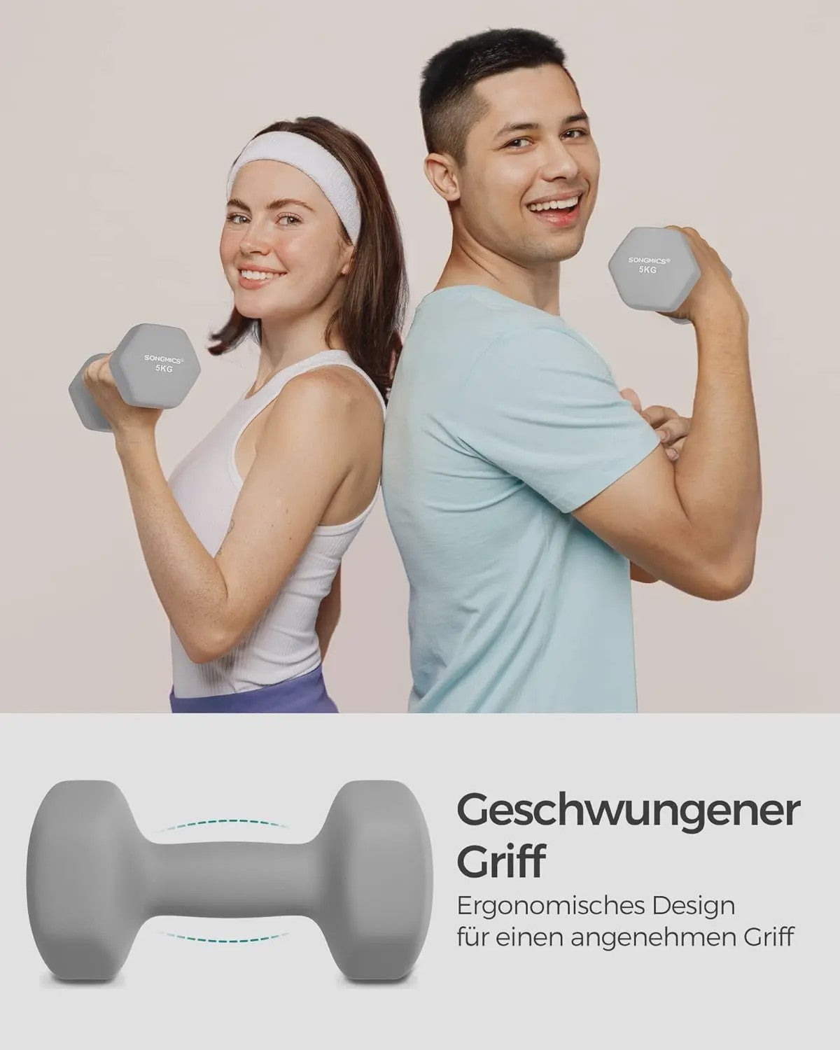 SONGMICS Dumbbell Set 2x5 kg - Hexagon Vorm met Neopreen Coating