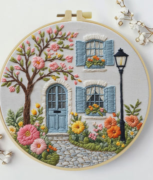 Borduurpakket 'De Tuin voor de Deur' - DIY Handwerk Kit 20x20cm