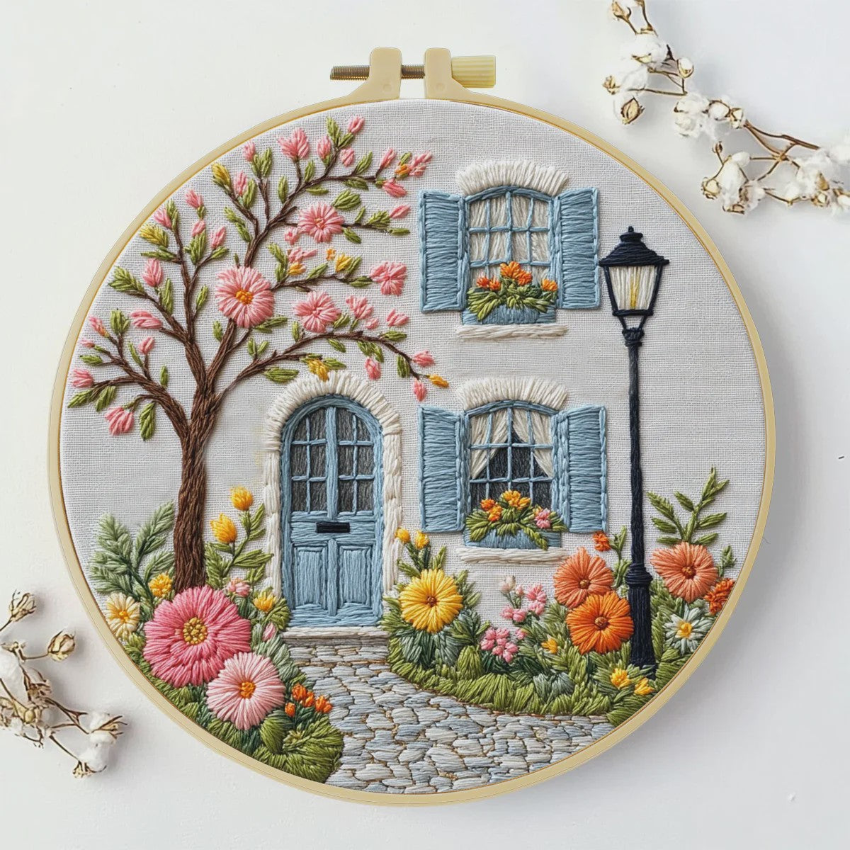 Borduurpakket 'De Tuin voor de Deur' - DIY Handwerk Kit 20x20cm