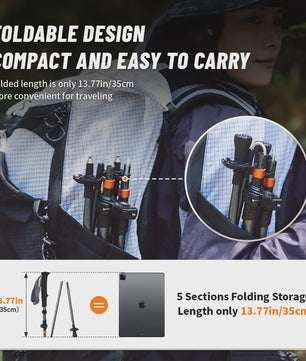 Naturehike Ultralichte Carbon Fiber Trekkingstokken - Opvouwbaar & Snel Sluitend