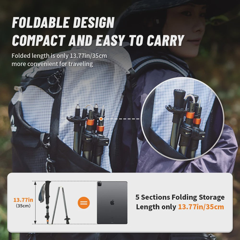 Naturehike Ultralichte Carbon Fiber Trekkingstokken - Opvouwbaar & Snel Sluitend