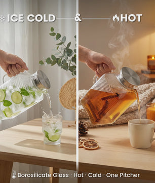 Glazen Kan 3.8L met Deksel & Borstel - Hittebestendig Borosilicaatglas voor Warme & Koude Dranken
