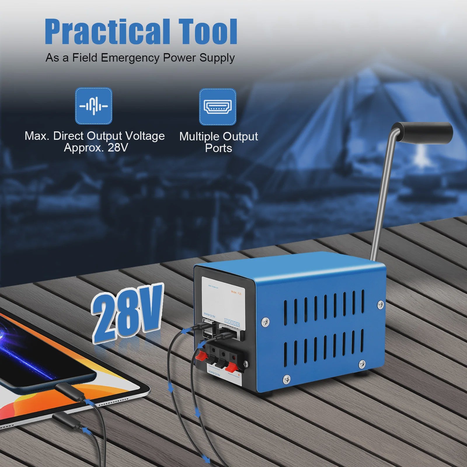Draagbare Hand Crank Generator 20W - Noodstroom & USB Oplader voor Outdoor, Camping & Reizen