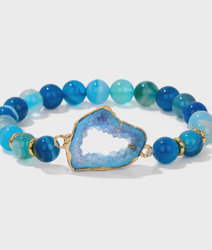 Natuursteen Agate Armband met Druzy Geode - Kleurrijk & Stijlvol
