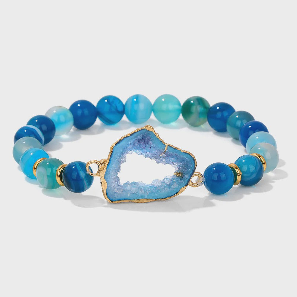 Natuursteen Agate Armband met Druzy Geode - Kleurrijk & Stijlvol