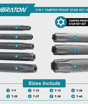 LIBRATON 8-in-1 Inklapbare Inbussleutel & Torx Set - Compact Gereedschap
