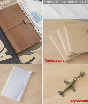 Moterm Vintage Leren Notitieboek - Handgemaakt, 100% Echt Leer, Hersluitbaar