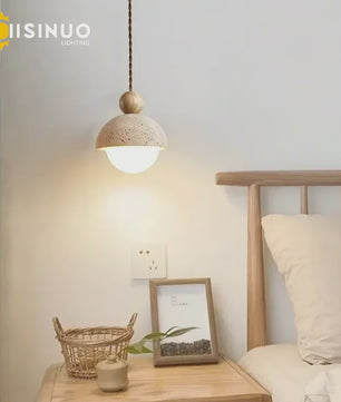 Natuurstenen Hanglamp Geel Travertin - Sfeervolle Verlichting voor Woonkamer, Slaapkamer & Restaurant