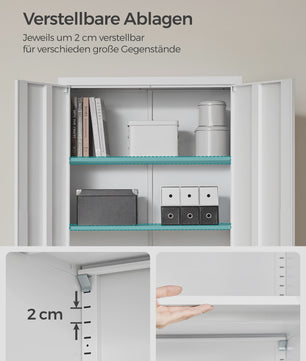 Metalen Archiefkast 180 cm - 5 Verstelbare Legborden & Slot - Ideaal voor Garage, Kantoor, Woonkamer