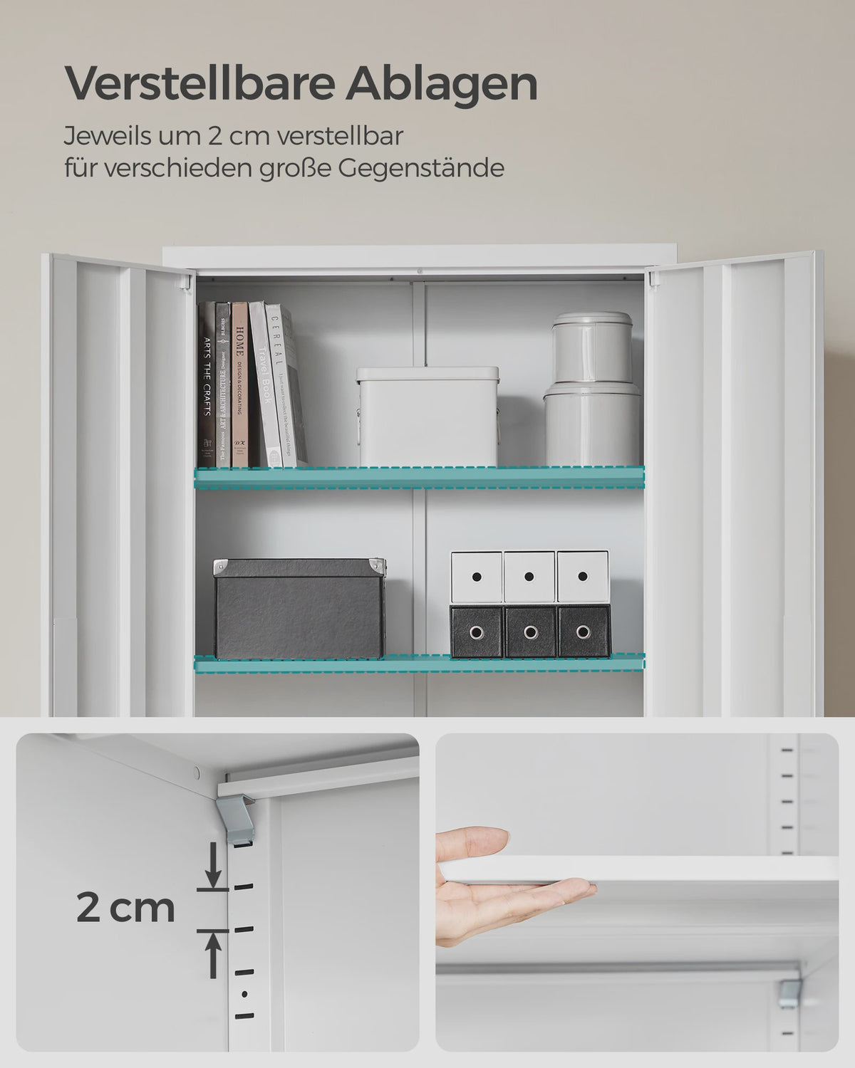 Metalen Archiefkast 180 cm - 5 Verstelbare Legborden & Slot - Ideaal voor Garage, Kantoor, Woonkamer