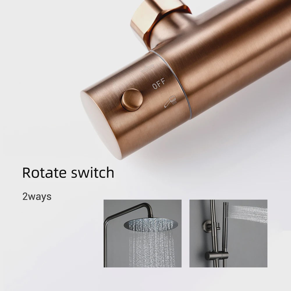 Thermostatische Douchekraan met Regendouche en Handdouche - Massief Messing